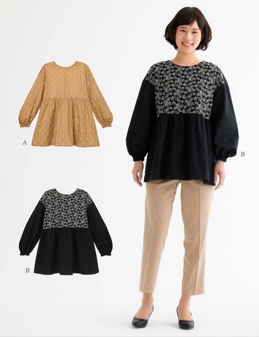 ギャザーペプラムブラウス(型紙)